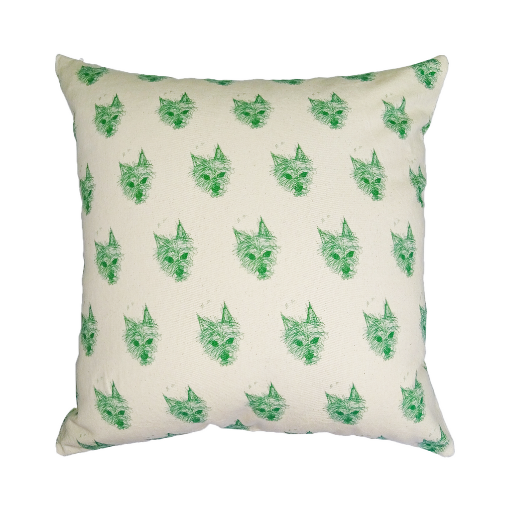 The Alfie Collection organic cotton cushion in green.