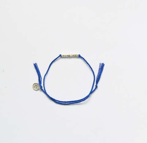 Jade Jagger Friendship Bracelet - Blue with gold beads